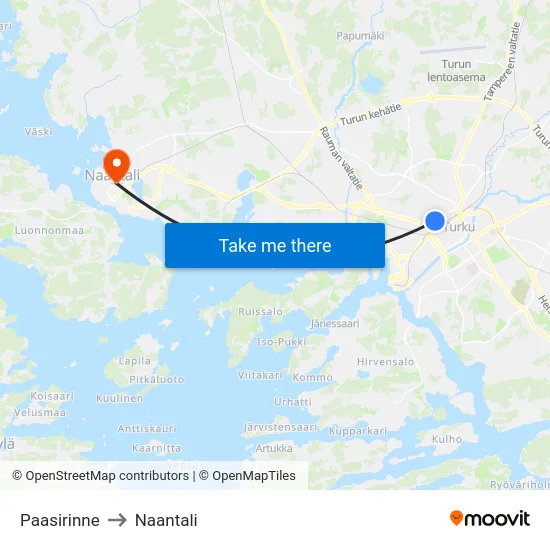Paasirinne to Naantali map