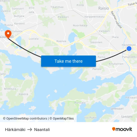 Härkämäki to Naantali map