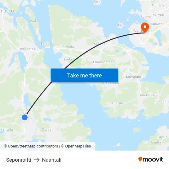 Seponraitti to Naantali map