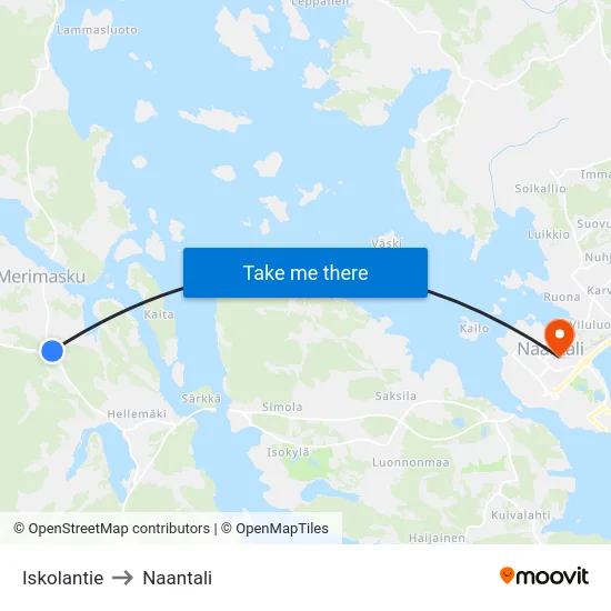 Iskolantie to Naantali map