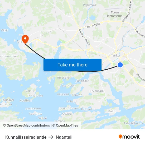 Kunnallissairaalantie to Naantali map