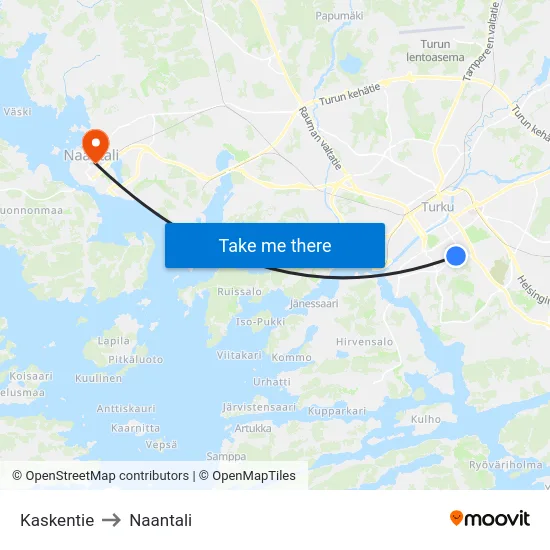 Kaskentie to Naantali map