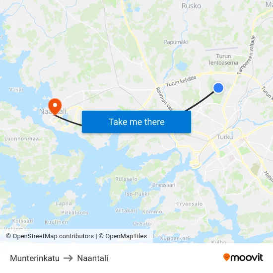 Munterinkatu to Naantali map