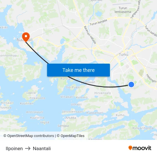 Ilpoinen to Naantali map