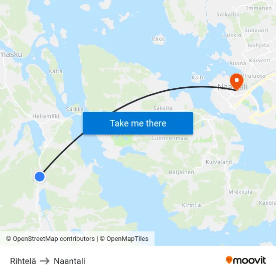 Rihtelä to Naantali map