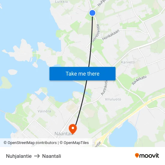 Nuhjalantie to Naantali map