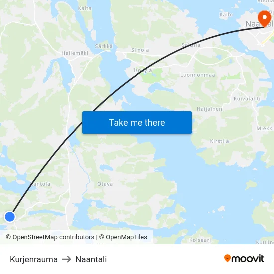 Kurjenrauma to Naantali map