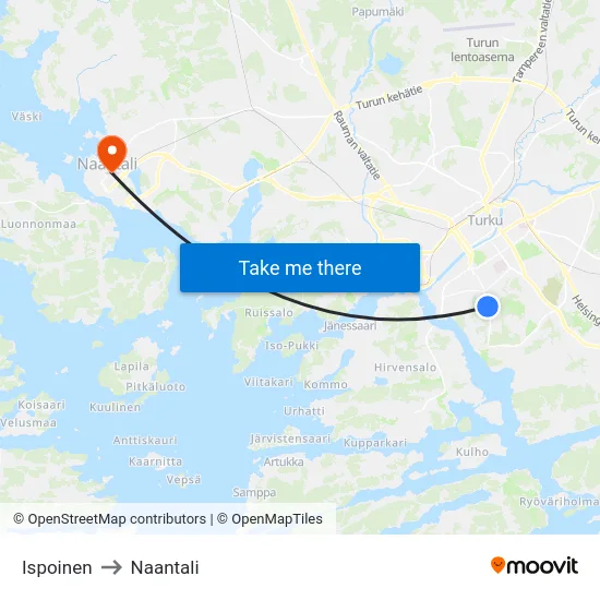 Ispoinen to Naantali map