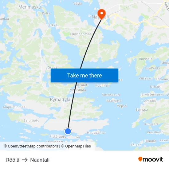 Röölä to Naantali map