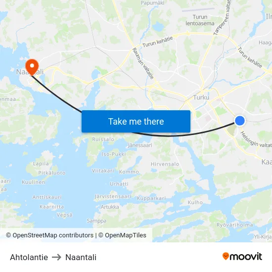 Ahtolantie to Naantali map