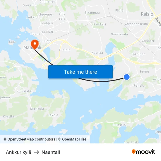 Ankkurikylä to Naantali map