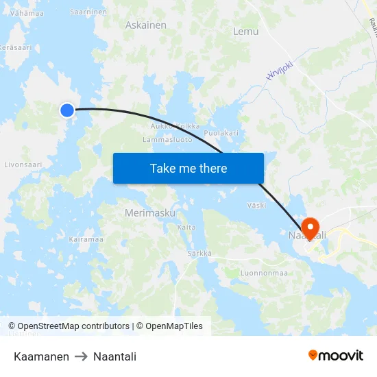 Kaamanen to Naantali map