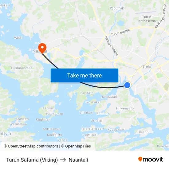 Turun Satama (Viking) to Naantali map