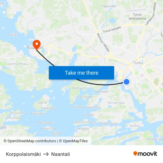Korppolaismäki to Naantali map