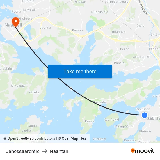 Jänessaarentie to Naantali map