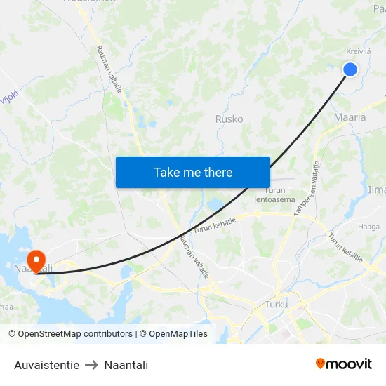 Auvaistentie to Naantali map