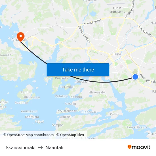 Skanssinmäki to Naantali map