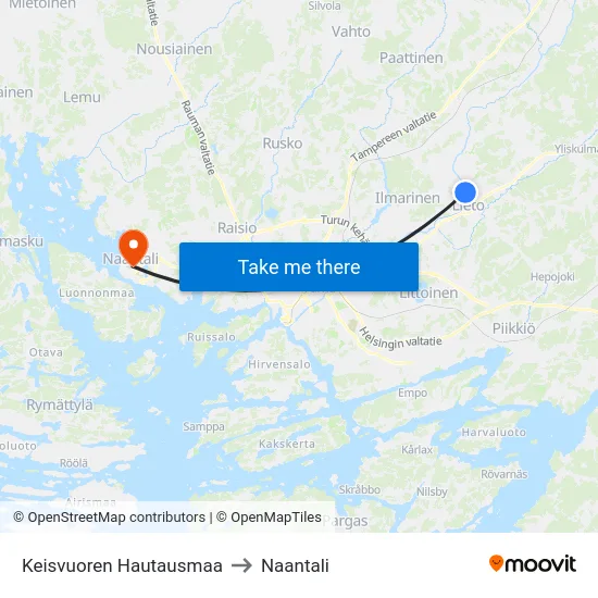 Keisvuoren Hautausmaa to Naantali map