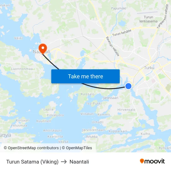 Turun Satama (Viking) to Naantali map
