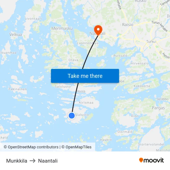 Munkkila to Naantali map