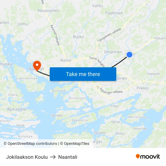 Jokilaakson Koulu to Naantali map