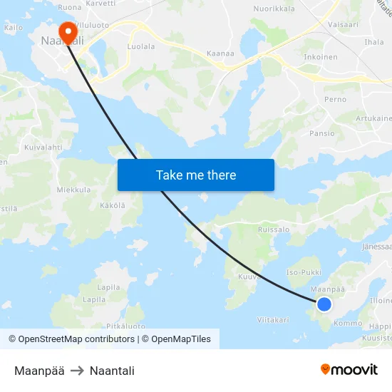 Maanpää to Naantali map