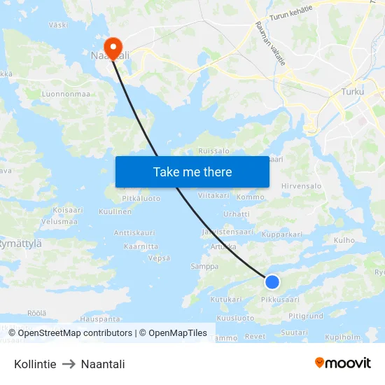 Kollintie to Naantali map