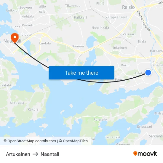 Artukainen to Naantali map