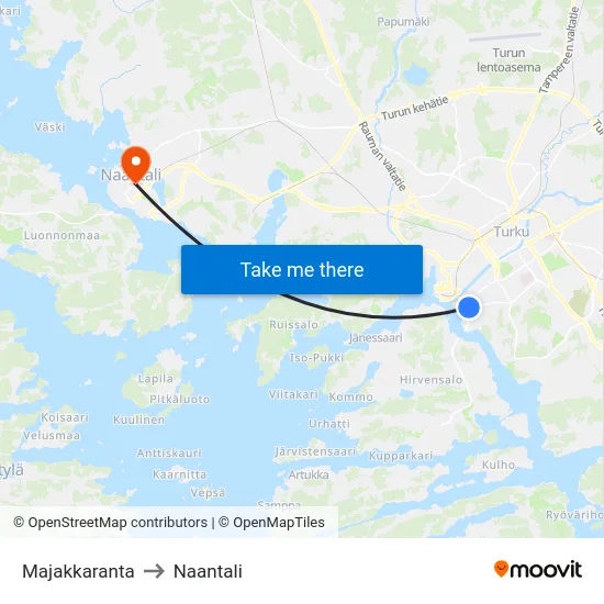 Majakkaranta to Naantali map