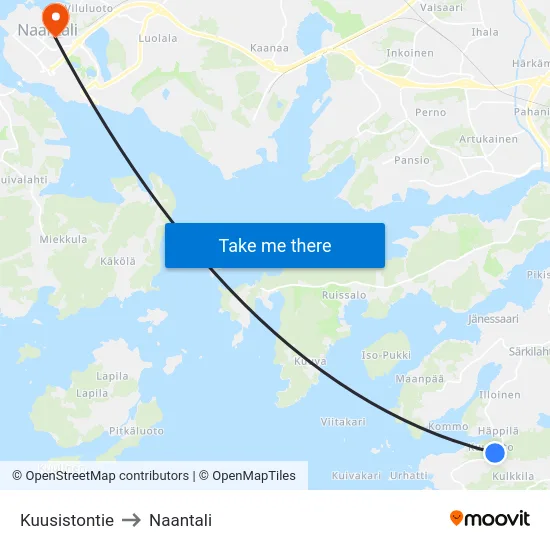Kuusistontie to Naantali map