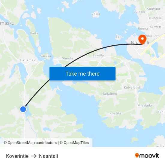 Koverintie to Naantali map