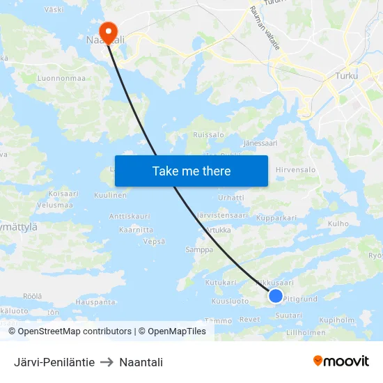 Järvi-Peniläntie to Naantali map