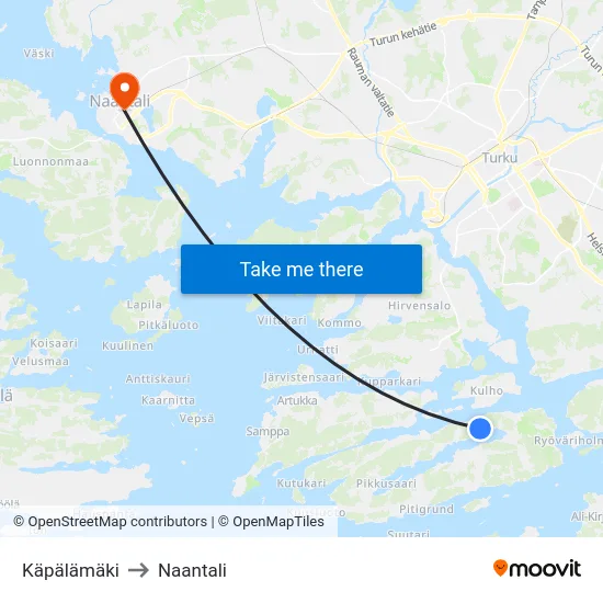 Käpälämäki to Naantali map