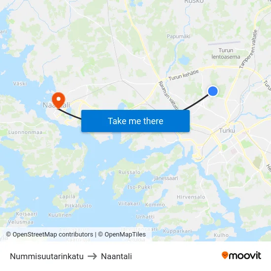 Nummisuutarinkatu to Naantali map