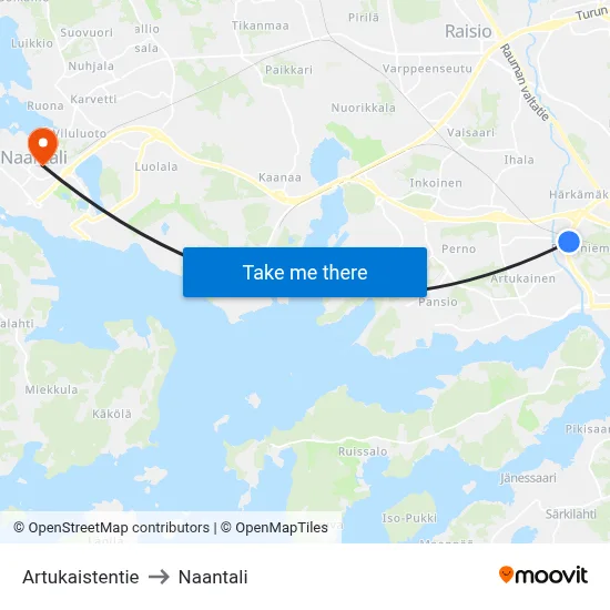 Artukaistentie to Naantali map