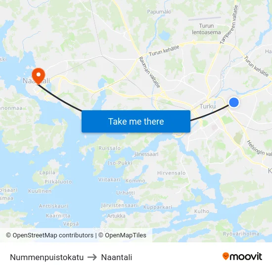 Nummenpuistokatu to Naantali map