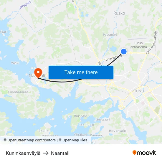Kuninkaanväylä to Naantali map