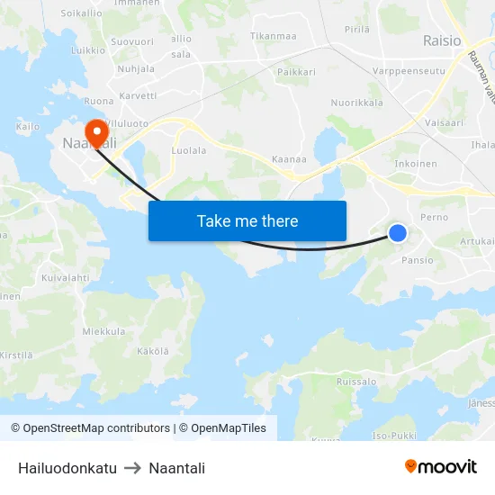 Hailuodonkatu to Naantali map