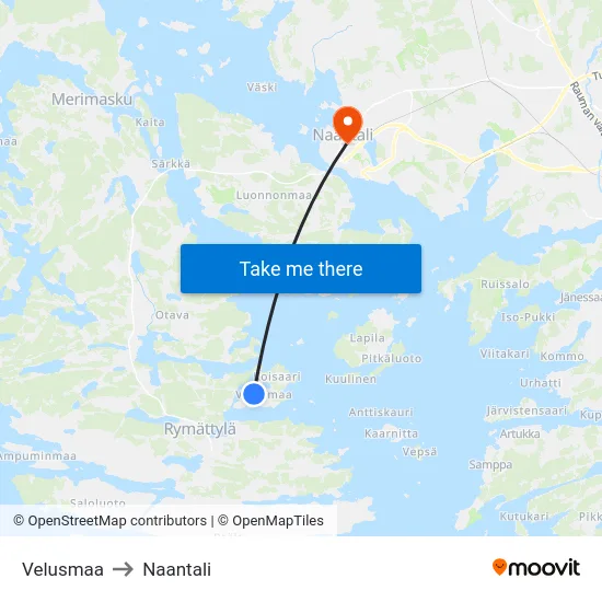 Velusmaa to Naantali map