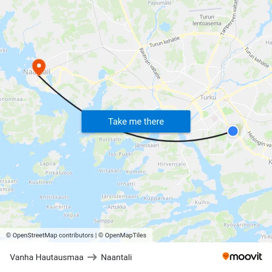 Vanha Hautausmaa to Naantali map
