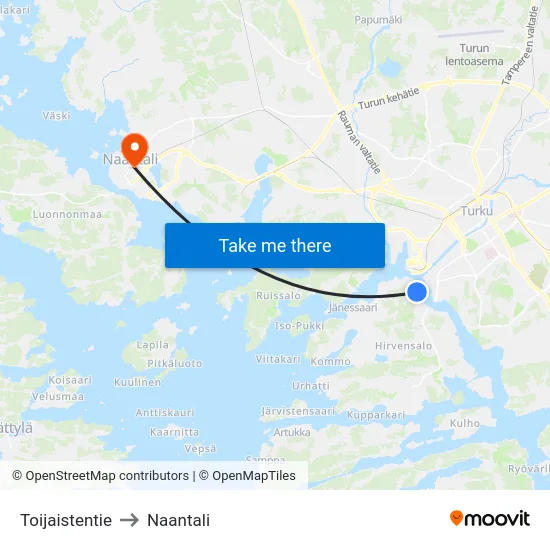 Toijaistentie to Naantali map
