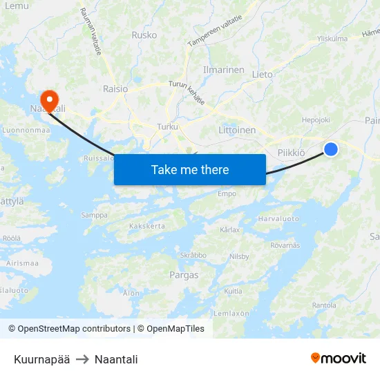 Kuurnapää to Naantali map