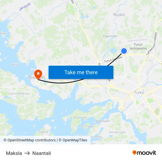 Maksla to Naantali map