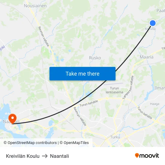 Kreivilän Koulu to Naantali map