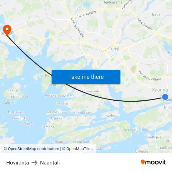 Hoviranta to Naantali map