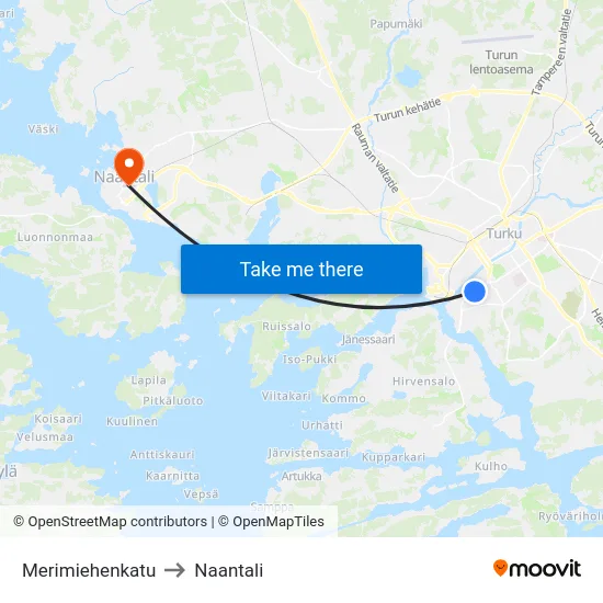 Merimiehenkatu to Naantali map