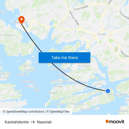 Kaislahdentie to Naantali map