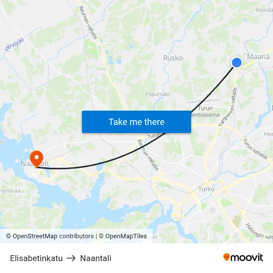 Elisabetinkatu to Naantali map