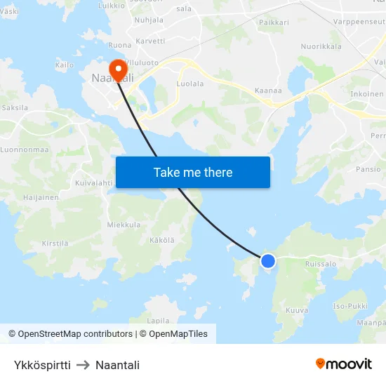 Ykköspirtti to Naantali map