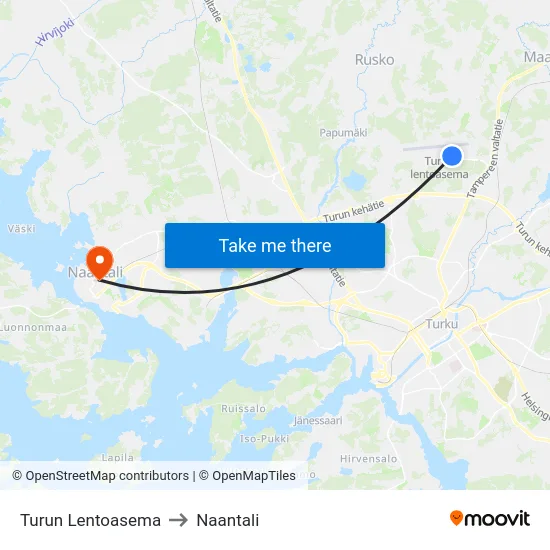 Turun Lentoasema to Naantali map